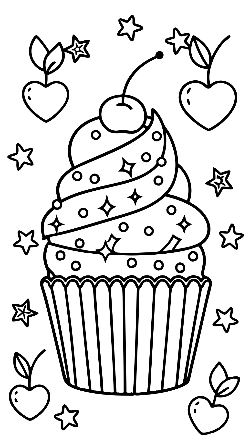 Páginas para colorear imprimibles de cupcakes